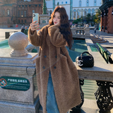 美拉德风翻领羊羔毛外套女中长款2025秋冬超好看加厚皮毛一体大衣，女装毛呢外套，2D109