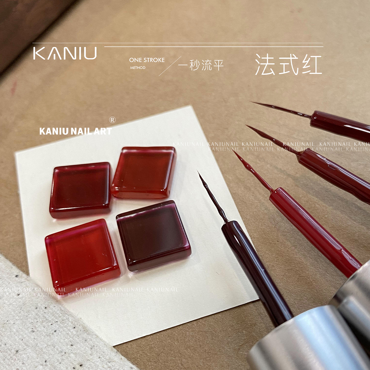 卡妞美甲显白安可拉红色法式胶