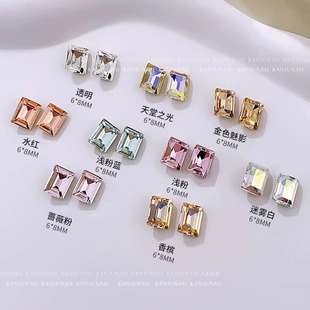 高定精品K9方糖尖底钻2025年网红爆款 饰贴堆钻 长方冰糖小号指甲装