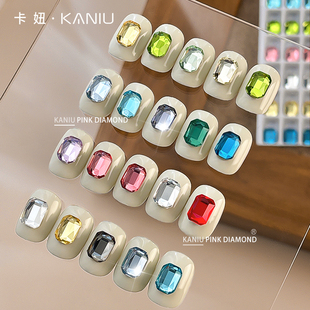 超闪K9长方八角平底钻2025新款 饰品 美甲饰品钻彩色方糖钻指甲装