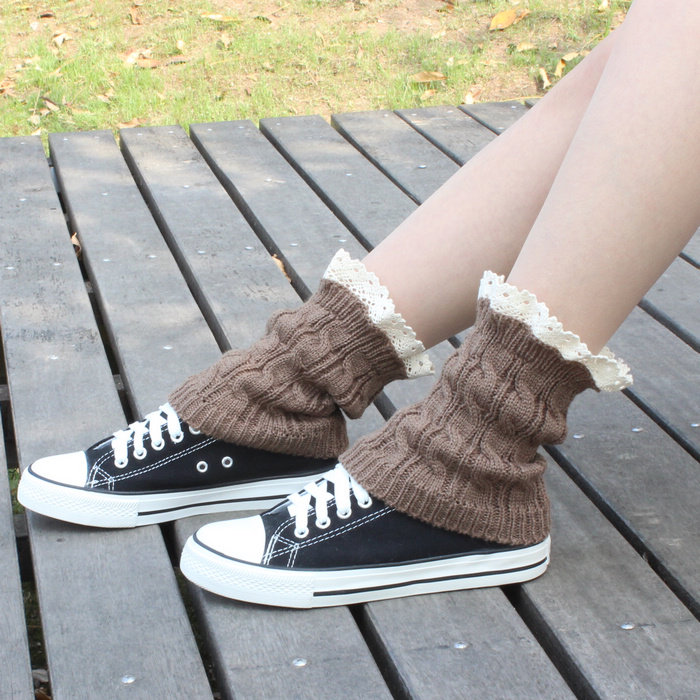 潮女保暖腿套秋冬护腿脚脖子防寒毛线脚踝套百搭鞋套短筒靴套潮