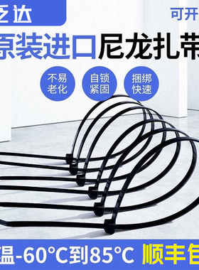 panduit泛达美国进口黑色抗紫外线卡扣工业耐高低温阻燃尼龙扎带