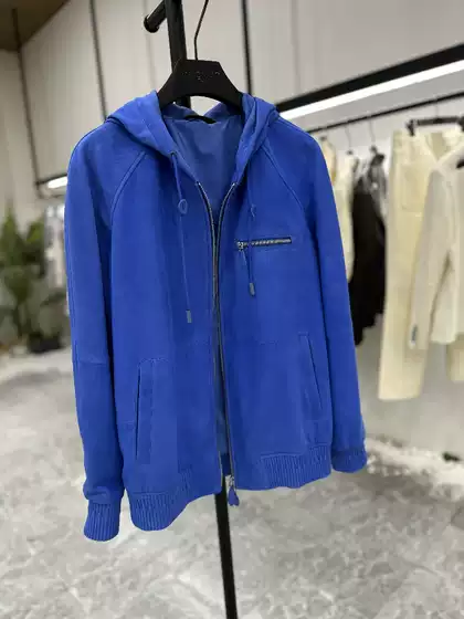 DT BLT Premium Ultra-Soft Suede Lamb Leather Hooded Men's Short Bomber Jacket 5322