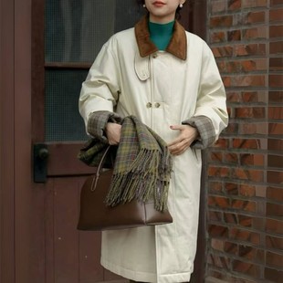 好在 苏黎世回信 小个子150巴恩风御寒撞色风衣羽绒服女厚实长