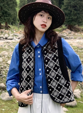 好在自制 时间造物 小个子150雕花民族风重工绣花弧形下摆马甲春