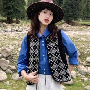 好在自制 时间造物 小个子150雕花民族风重工绣花弧形下摆马甲春