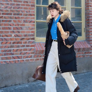 好在自制 小个子150毛领派克服艺考90白鸭绒黑色羽绒服 冰岛记忆