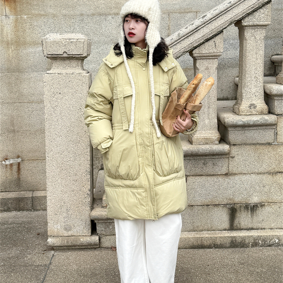 中长款鹅黄90白鸭绒羽绒服