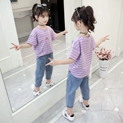 Áo thun bé gái hè 2019 Quần áo trẻ em thời trang trẻ em Hàn Quốc mới cho bé trai 9 chiếc áo khoác nỉ mùa hè rộng rãi - Áo thun