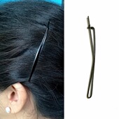 日本KAI贝印钢丝发夹一字无压痕刘海边夹老人式 老款 扣夹黑色紧铁