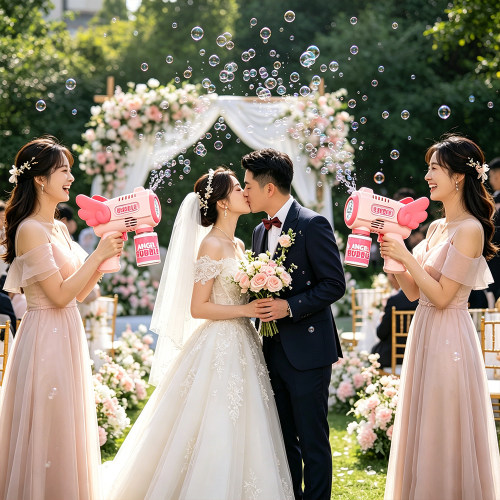 结婚接亲专用网红粉色泡泡机婚礼氛围感泡泡枪手持花伴娘拍照道具