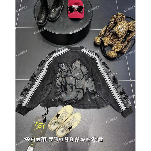 MX春秋欧货新秋重工潮牌卡通洋气宽松大版百搭米奇外套时尚个性