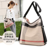 2020 New multi-purpose backpack for women, fashionable water-repellent single-shoulder women's backpack, checkered fabric women's bag thumbnail 6