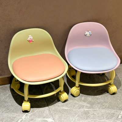 高颜值儿童软包万向轮靠背凳