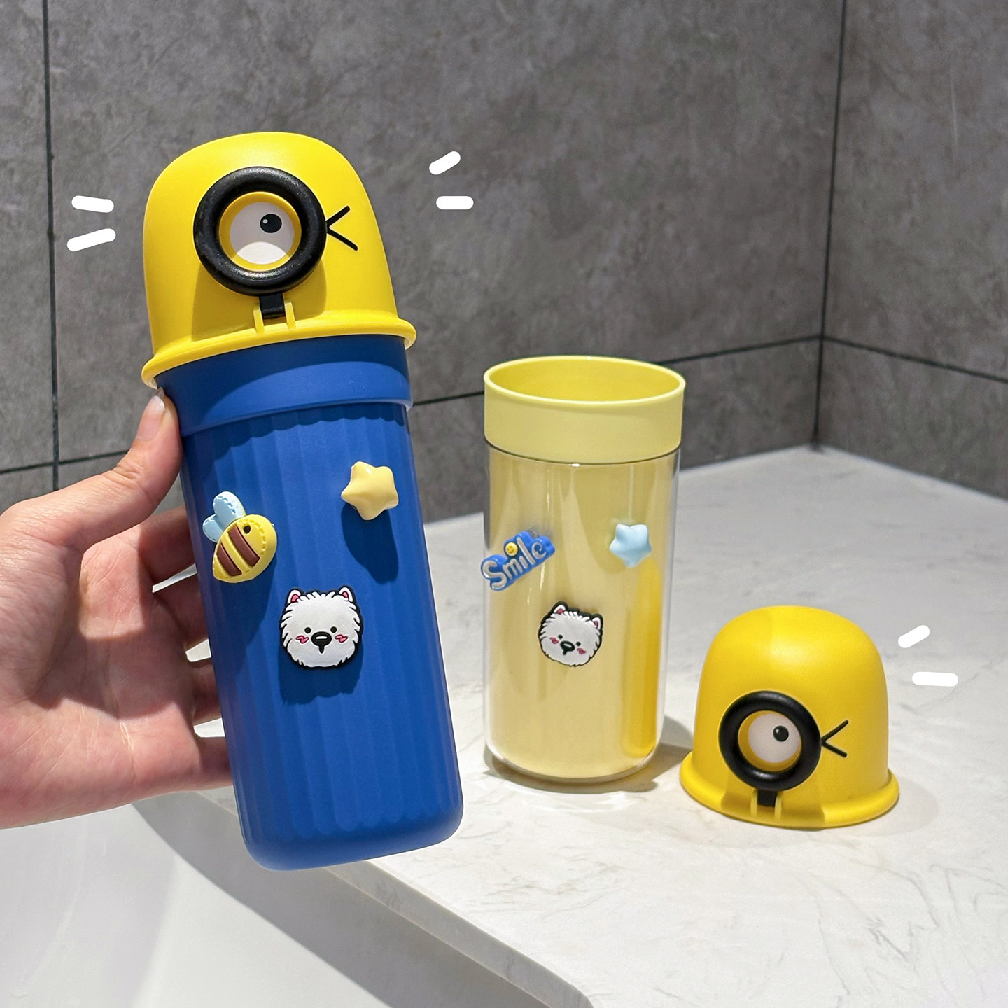 卡通旅行洗漱杯套装学生牙刷杯情侣一家三口牙膏杯便携牙具盒出差