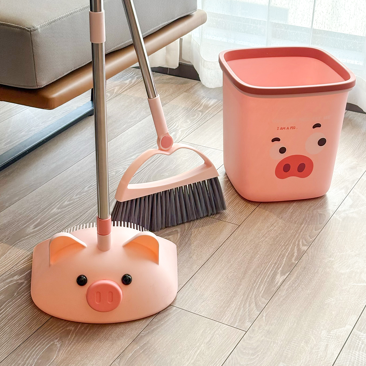 可爱少女心小猪扫把簸箕套装卡通