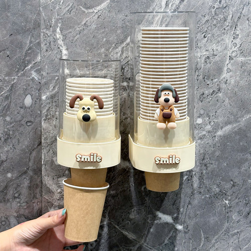 奶油风！纸杯取杯器壁挂纸杯架