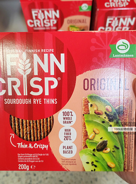 英国代购Finn Crisp Harvest Slims 100％全谷物黑麦脆饼 200克