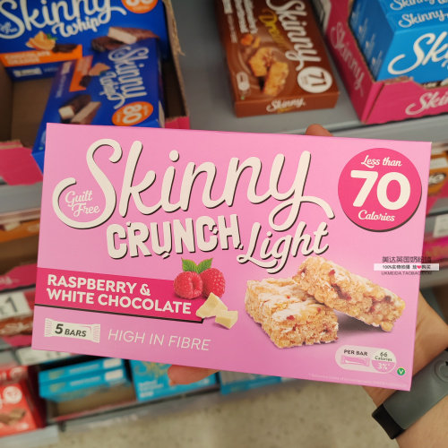 英国代购 Skinny Crunch 多口味巧克力能量棒燕麦棒 5X20g 70大卡