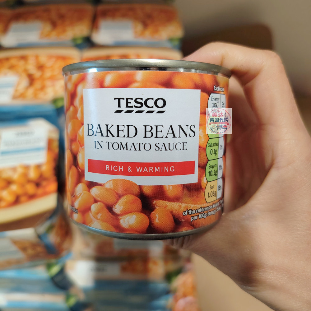 英国代购Tesco番茄酱焗豆罐头 220g/420g 纯素每罐含5份蔬果之1份