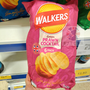 虾味等6包装 代购 鸡肉 醋盐 Walkers英国经典 薯片多口味组合原味