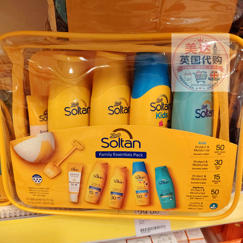 Soltan家庭防晒套装儿童成人面部身体SPF50 SPF30 SPF15晒后护理