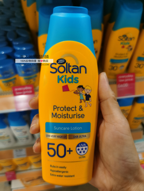 英国Boots Soltan婴幼儿童保湿防晒乳液 SPF50 200ml