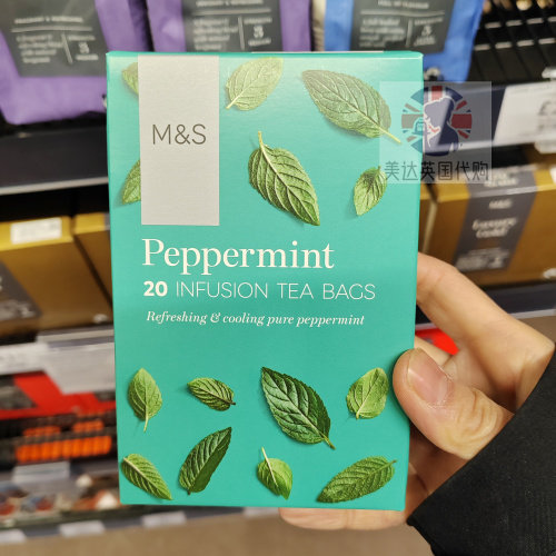 英国玛莎超市代购M&S 薄荷草本茶包20袋无咖啡因纯植物茶适合素食