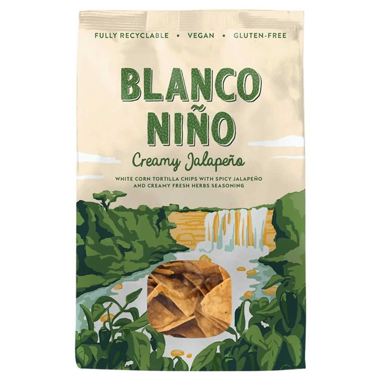 英国代购Blanco Ni&ntilde;o墨西哥玉米脆片系列青辣椒奶油草香三角片片