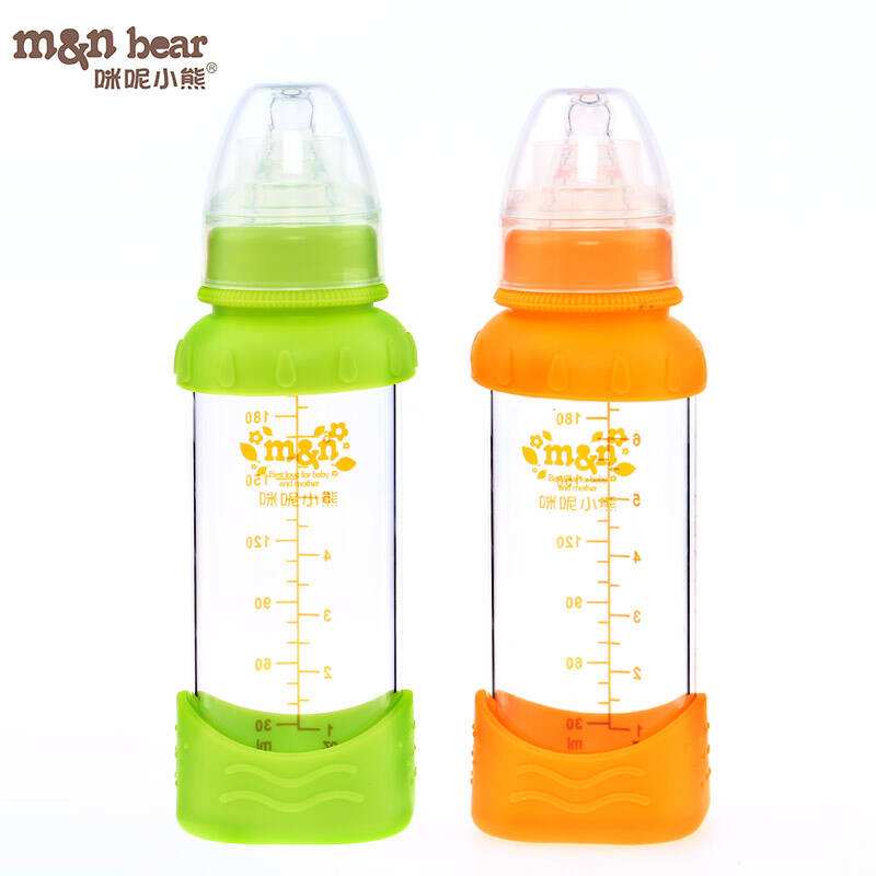 咪呢小熊标口200ml防烫玻璃奶瓶