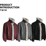 网图座山雕立领大毛领棉衣做旧麂皮绒棉袄外套男士MY58-P105，男装棉衣，星座1104（原A460）