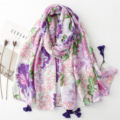 Purple and vibrant flower scarves, women's outings, sun pro