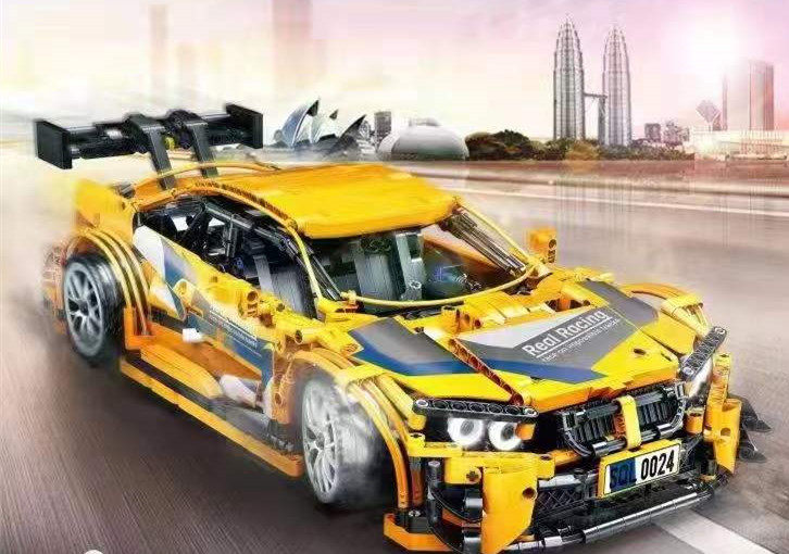 儿童拼装插搭汽车积木布加迪威龙奥迪奔驰大g宝马模型礼物新年