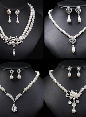 新款珍珠项链耳环套装