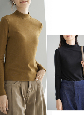 23294 300g牙签绒 女士双面绒打底衫半高领保暖长袖T恤 女装