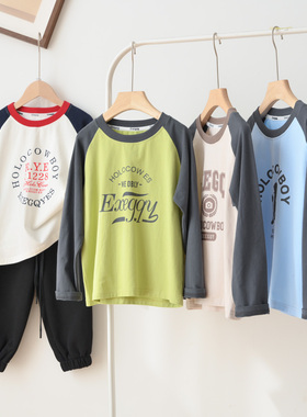 86260 170码中大童 儿童纯棉打底衫 男女童字母圆领长袖T恤春秋款