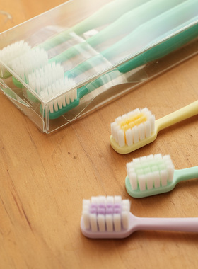 85293 三支/四支牙刷家庭装 方孔绵密软毛经济实用成人牙刷旅行装