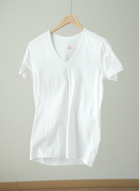 86855 福利无补 男士透气短袖 薄款叠穿打底修身V领T恤 夏款