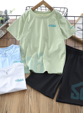 84951 170大童 儿童短袖短裤套装男女童运动网眼T恤五分裤