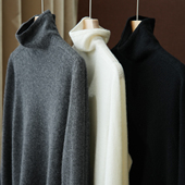 26支双股无缝一体女士纯色高领毛衣 针织打底衫 冬款 山羊绒 女装