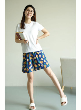 87365 炎夏好穿 人棉夏凉裤 女士大码家居裤薄款短裤起居睡裤夏款