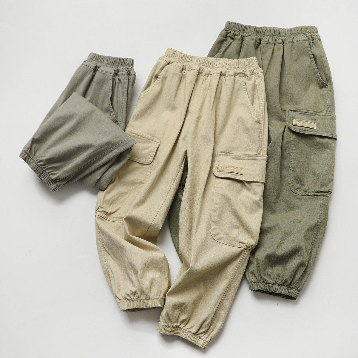 特 薄棉 儿童薄款收口工装裤男童女童高腰运动裤中大童长裤 夏款