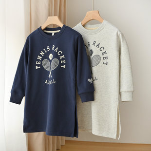 特 儿童中长款卫衣裙 女童圆领长袖连衣裙 毛圈裙子 春秋款