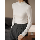 打底衫 女士半高领长袖 恒温弹力纯色保暖上衣 轻柔软糯 23509