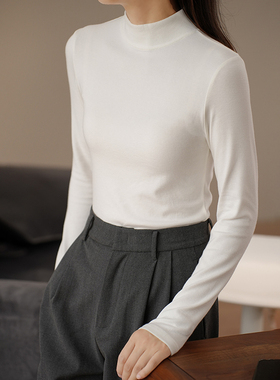 23509 轻柔软糯 女士半高领长袖打底衫 恒温弹力纯色保暖上衣