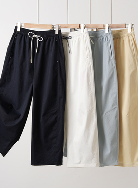 89635 薄UPF40+180g抗皱防晒女士气球裤索罗娜 松紧腰休闲裤夏款