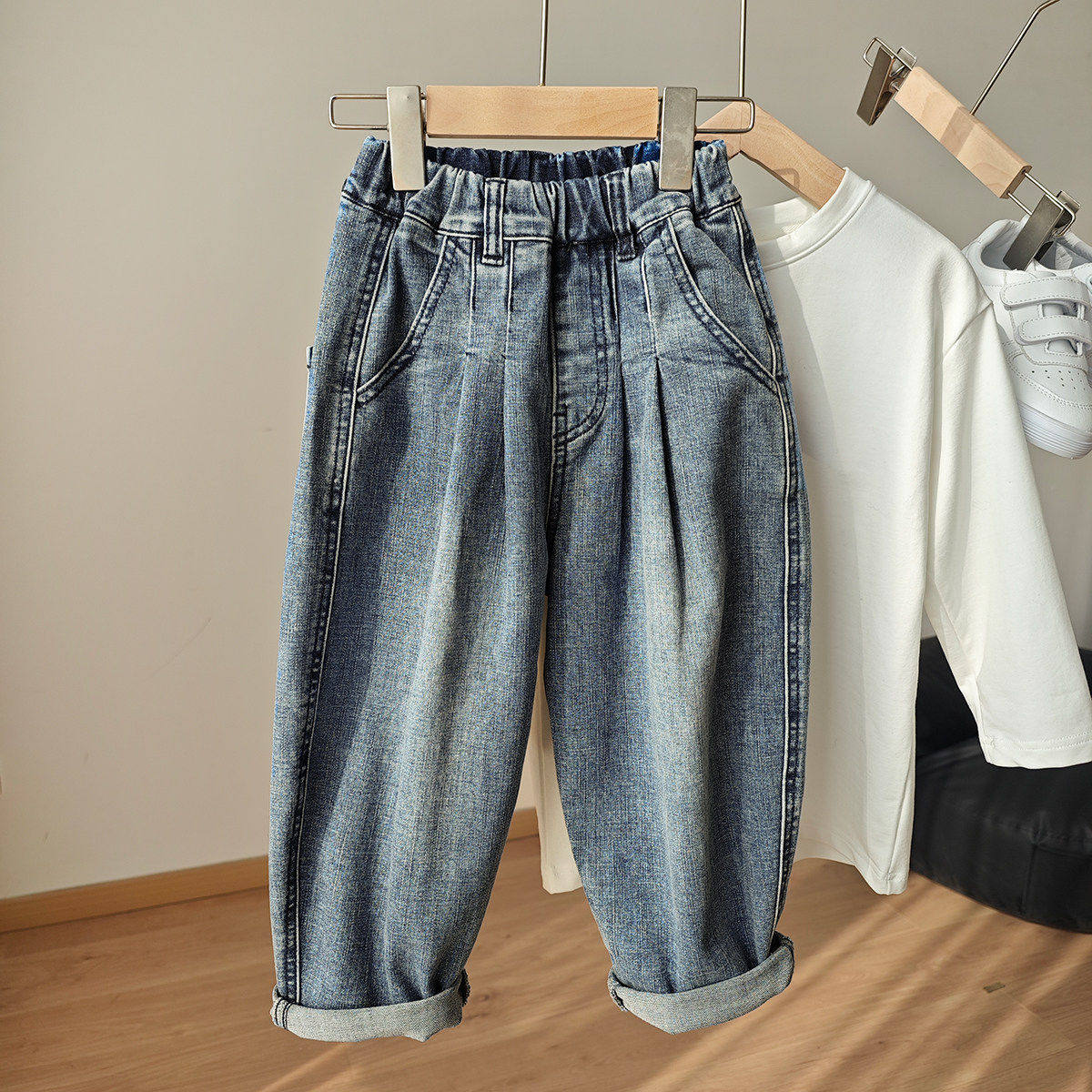 特 儿童水洗软牛仔 男童女童弹力哈伦裤 中大童 宽松长裤,童装/婴儿装/亲子装,裤子,淘宝优惠券,粉丝福利购,淘宝优惠卷