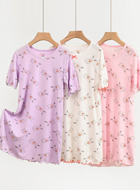 82685 特 柔软爽滑 儿童莫代尔短袖睡裙 女童卡通家居睡衣 中大童