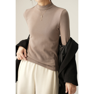 冬款 女士半高领T恤加绒保暖长袖 绒300g优可丝木纤维 83570