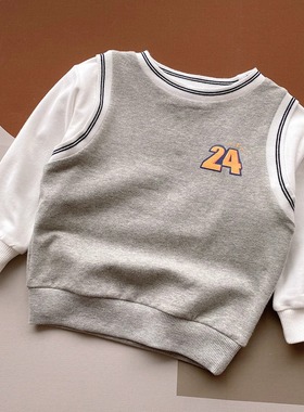 75824 特 姐弟装 儿童纯棉假两件卫衣 学院风 男女童 春秋款童装